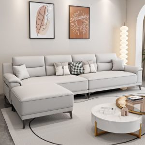Sofa Phong cách kiểu Italy đẹp sang trọng phòng khách gia đình lớn và nhỏ Sofa vải cao su chaise Sofa mới móng vuốt mèo Sofa vải - Hình 2
