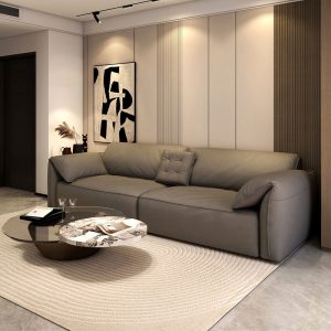 Sofa Phong cách kiểu Italy đơn giản đẹp sang trọng cao cấp phòng nhỏ tai voi lớp trên cùng da bò hàng Ghế Sofa phòng khách đơn giản - Hình 2