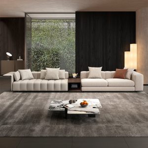 Sofa Phong cách kiểu Italy nhẹ nhàng sang trọng đơn giản phím đàn piano Sofa biệt thự phòng khách gia đình lớn lớp đầu tiên da bò Sofa da đàn piano - Hình 2