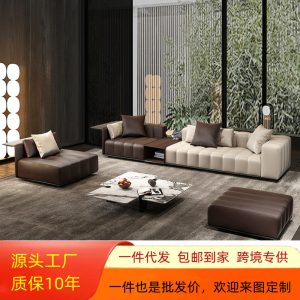 Sofa Phong cách kiểu Italy nhẹ nhàng sang trọng đơn giản phím đàn piano Sofa biệt thự phòng khách gia đình lớn lớp đầu tiên da bò Sofa da đàn piano
