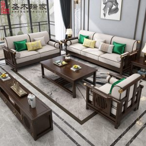 Sofa Phong cách Trung Quốc mới Ghế Sofa biệt thự hiện đại phòng khách phong cách Trung Quốc Ghế Sofa gỗ rắn phong cách cổ điển Zen phong cách Trung Quốc Sofa phong cách Trung Quốc