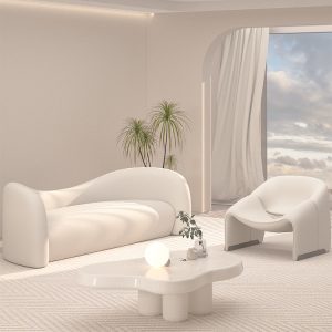 Sofa Phong cách wabi-sabi Internet phòng khách của người nổi tiếng Sofa cong đẹp sáng tạo thẩm mỹ viện sang trọng hiện đại đơn giản cửa hàng quần áo Sofa phong cách màu kem