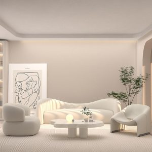 Sofa Phong cách wabi-sabi Internet phòng khách của người nổi tiếng Sofa cong đẹp sáng tạo thẩm mỹ viện sang trọng hiện đại đơn giản cửa hàng quần áo Sofa phong cách màu kem - Hình 4