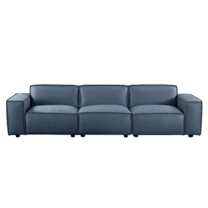 Sofa phòng khách bọc da màu xanh hiện đại phù hợp cho gia đình văn phòng gia đình với thiết kế ba, bốn chỗ ngồi có thể tùy chỉnh - Hình 2