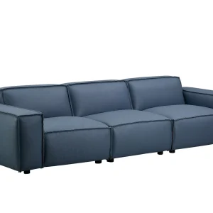Sofa phòng khách bọc da màu xanh hiện đại phù hợp cho gia đình văn phòng gia đình với thiết kế ba, bốn chỗ ngồi có thể tùy chỉnh - Hình 3