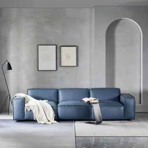 Sofa phòng khách bọc da màu xanh hiện đại phù hợp cho gia đình văn phòng gia đình với thiết kế ba, bốn chỗ ngồi có thể tùy chỉnh