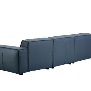 Sofa phòng khách bọc da màu xanh hiện đại phù hợp cho gia đình văn phòng gia đình với thiết kế ba, bốn chỗ ngồi có thể tùy chỉnh - Hình 4