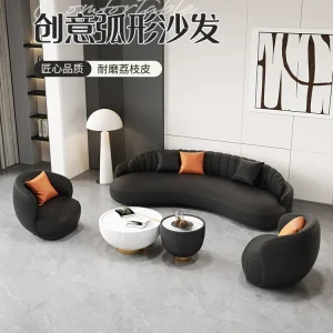 Sofa Phòng Khách Căn Hộ Nhỏ: Ghế Ngồi Sang Trọng Phong Cách Ý, Khu Vực Lễ Tân, Sofa Da Nghệ Thuật Cong Cửa Hàng Quần Áo