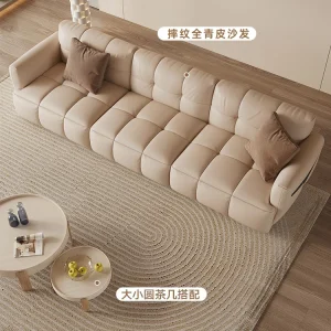 Sofa Phòng Khách Hàng Thẳng Bắc Âu Hiện Đại Đơn Giản Và Nhẹ Nhàng Sang Trọng Kem Im Lặng Đậu Phụ Khối Sofa - Hình 2