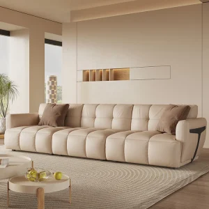 Sofa Phòng Khách Hàng Thẳng Bắc Âu Hiện Đại Đơn Giản Và Nhẹ Nhàng Sang Trọng Kem Im Lặng Đậu Phụ Khối Sofa