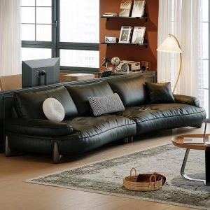 Sofa phòng khách mới lưới màu nâu đỏ retro kiểu Italy thiết kế đơn giản phòng nhỏ Sofa cong - Hình 2