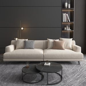 Sofa phòng nhỏ đơn giản hiện đại có thể tháo rời và có thể giặt được Sofa vải phòng khách lưới vải lanh cotton màu đỏ Sofa Bắc Âu - Hình 2