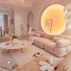 Sofa phòng nhỏ phong cách kem wabi-sabi Sofa tai voi ba người internet phòng khách người nổi tiếng bốn người đơn giản hiện đại