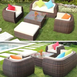 sofa, sân ngoài trời, sân vườn, chống nắng, ghế mây đơn giản, bàn trà kết hợp, sân vườn - Hình 4