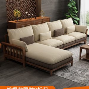 Sofa Tất cả các bộ Sofa gỗ đặc nghệ thuật Bắc Âu hiện đại đơn giản công nghệ vải phòng khách phòng nhỏ nội thất gỗ sồi Trung Quốc mới