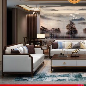 Sofa Trái tim ngôi nhà nổi tiếng mới của Trung Quốc Ghế Sofa gỗ rắn Wujinmu sang trọng gia đình lớn nội thất phòng khách Ghế Sofa da