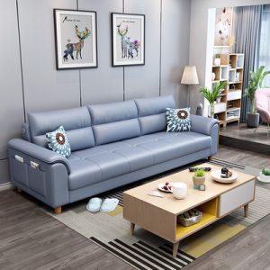 Sofa vải Bắc Âu phòng nhỏ hiện đại đơn giản phòng khách cao su tự lắp ráp công nghệ vải ba người màu đỏ ròng