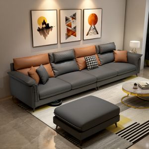 Sofa vải công nghệ chống bám bẩn Sofa vải nhẹ sang trọng kiểu Bắc Âu Sofa phòng khách ba người hiện đại đơn giản cho gia đình chung cư nhỏ