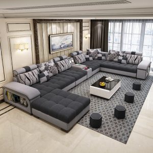 Sofa vải đơn giản hiện đại Bắc Âu tháo giặt giặt gia đình lớn nhỏ phòng khách Bàn trà tủ tivi công nghệ Sofa vải