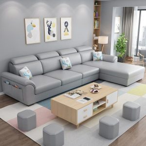 Sofa Vải Hiện Đại Đơn Giản Cao Su Không Giặt Công Nghệ Đồ Nội Thất Vải Kích Thước Bắc Âu gia đình Vải Lanh Cotton Bầu Không Khí Hoàn Chỉnh