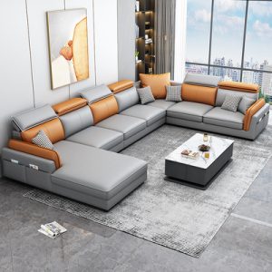 Sofa vải hiện đại đơn giản công nghệ Bắc Âu Sofa chữ U phòng khách bộ nội thất gia đình lớn sang trọng