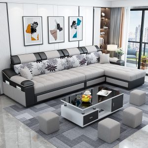 Sofa vải hiện đại đơn giản đẹp sang trọng phòng khách cho thuê phòng phòng nhỏ công nghệ vải đồ nội thất gia đình - Hình 2