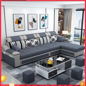 Sofa vải hiện đại đơn giản đẹp sang trọng phòng khách cho thuê phòng phòng nhỏ công nghệ vải đồ nội thất gia đình