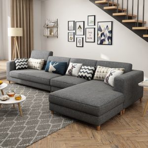 Sofa vải phòng khách đồ nội thất hiện đại đơn giản phòng nhỏ Bắc Âu Bộ khăn trải giường vải lanh cao su ba người bốn người