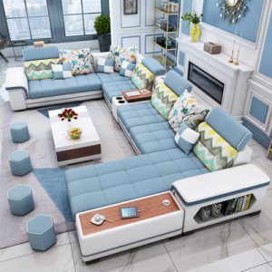 Sofa vải phòng khách gia đình chung cư lớn đơn giản đồ nội thất hiện đại bông gia dụng và vải lanh công nghệ Sofa vải cao su