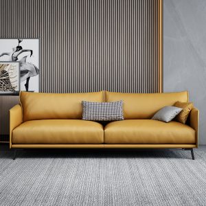 Sofa văn phòng Bàn cà phê da đơn giản hiện đại tiếp tân kinh doanh Sofa văn phòng kiểu Italy đơn giản ba người - Hình 2
