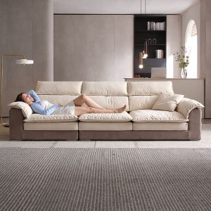 Sofa Zhenpi đẹp sang trọng công nghệ giặt không cần Sofa vải phong cách kem Sofa vải Ghế dài 2023 Sofa mới phòng khách - Hình 2