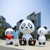 Sợi thủy tinh Panda Thủ công mỹ nghệ Ngoài trời Lưới màu đỏ Đục Khu vườn Rừng Phong cảnh Khu vực bán hàng Bộ phận bán hàng Trung tâm mua sắm Đồ trang trí trang trí sàn