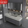 Tấm đá nhẹ sang trọng tích hợp chậu nước vô hình tủ phòng tắm gương thông minh kết hợp chậu rửa chậu rửa mặt chậu rửa mặt gốm sứ