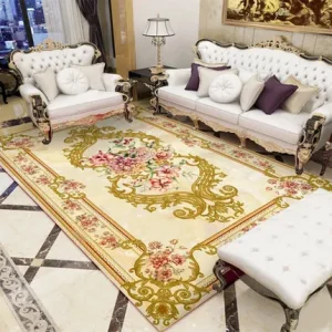 Thảm Phong Cách Châu Âu Cho Phòng Khách, Hoa Lớn Hình Chữ Nhật, Chống Trơn Trượt, Có Thể Giặt Bằng Máy, Phòng Ngủ, Ghế Sofa - Hình 2