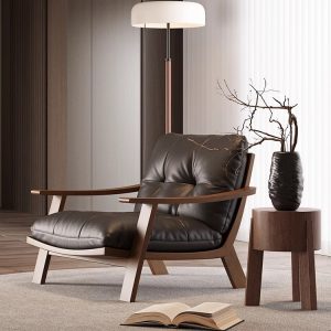 Thiết Kế Ghế Bành Da Khung Gỗ Đệm Lông Vũ Thư Giãn - Hình 5