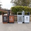 Thùng rác bằng thép không gỉ ngoài trời phân loại lớn vệ sinh thương mại cộng đồng hộp bóc đôi thùng công viên Thùng rác ngoài trời