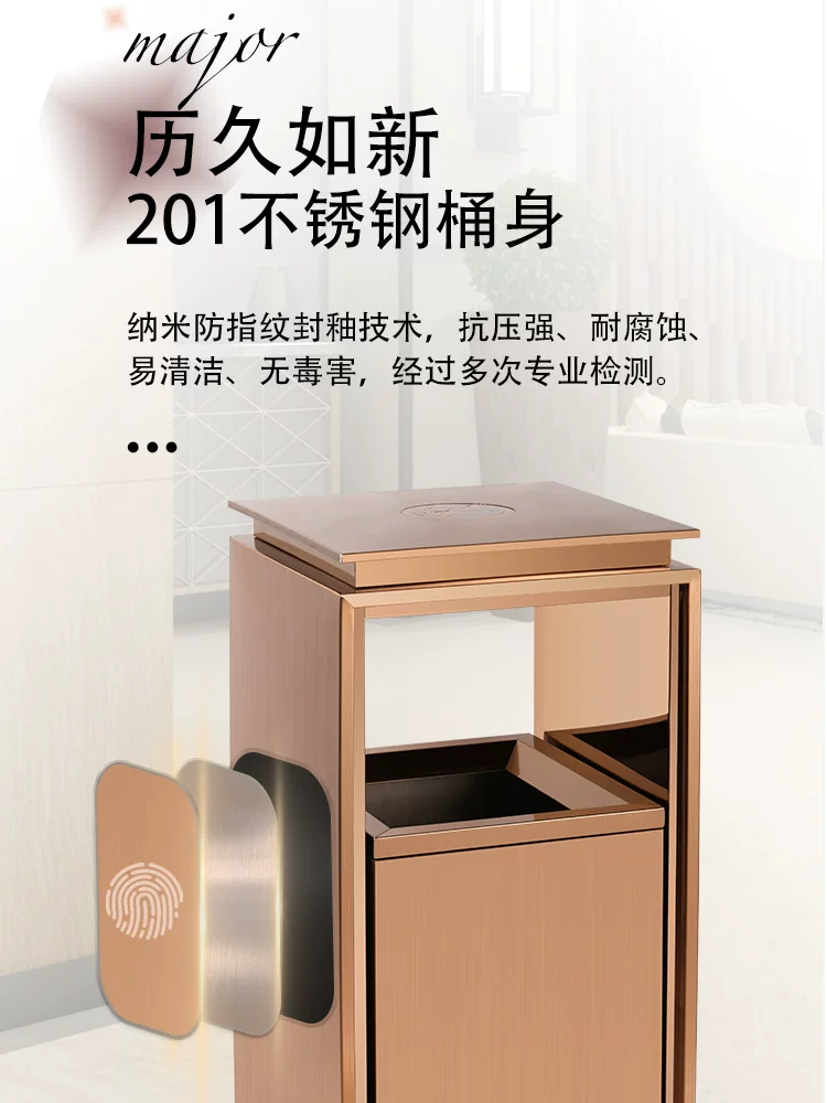 Thùng rác bằng thép không gỉ tùy chỉnh ánh sáng thương mại sảnh khách sạn sang trọng thẳng đứng với gạt tàn thang máy thùng đựng trái cây ngoài trời - Hình 3 Thùng rác bằng thép không gỉ tùy chỉnh ánh sáng thương mại sảnh khách sạn sang trọng thẳng đứng với gạt tàn thang máy thùng đựng trái cây ngoài trời - Hình 3