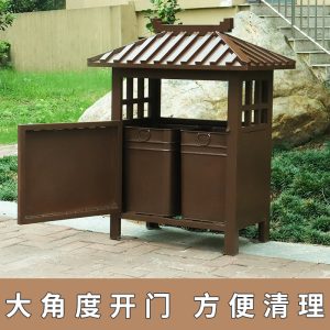 Thùng rác cổ kiểu Trung Quốc ngoài trời thuộc sở hữu cộng đồng công viên phân loại kép Thùng rác tách khô và ướt có thể - Hình 4