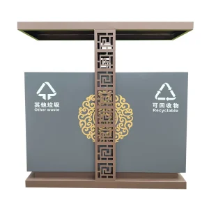Thùng rác mạ kẽm ngoài trời, hộp vỏ inox hai loại ngoài trời, thùng rác vệ sinh công viên lớn, tùy chỉnh - Hình 5