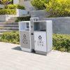 Thùng rác ngoài trời bằng thép không gỉ lớn vệ sinh công viên ngoài trời cộng đồng phân loại thương mại hộp bóc hộp đôi Thùng rác Thùng rác