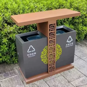 Thùng rác ngoài trời bằng thép không gỉ phòng vệ sinh lớn Cộng đồng Jinglin Park hai ba bốn phân loại nhà hộp bóc tùy chỉnh
