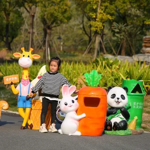 Thùng rác ngoài trời hoạt hình động vật điêu khắc công viên phong cảnh rừng điểm ngắm cảnh sáng tạo sợi thủy tinh thùng rác vỏ hộp đồ trang trí - Hình 2