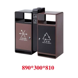 Thùng rác ngoài trời, hộp đựng rác vệ sinh inox cỡ lớn, công viên cộng đồng, thùng đôi phân loại ngoài trời, thùng rác - Hình 2