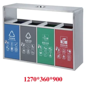 Thùng rác ngoài trời, hộp đựng rác vệ sinh inox cỡ lớn, công viên cộng đồng, thùng đôi phân loại ngoài trời, thùng rác - Hình 3