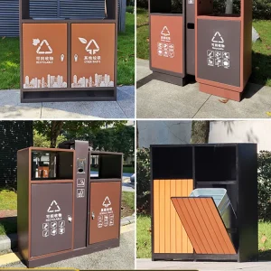 Thùng rác ngoài trời phân loại vệ sinh lớn bằng thép không gỉ vỏ hộp công viên khu danh lam thắng cảnh cộng đồng ngoài trời thùng rác đường phố