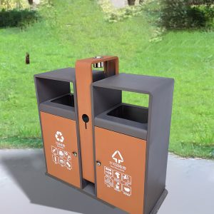 Thùng rác ngoài trời Thùng rác vệ sinh lớn bằng thép không gỉ phân loại ngoài trời tài sản cộng đồng khuôn viên Thùng rác - Hình 2