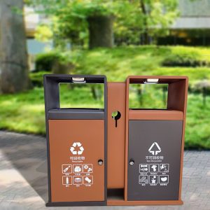 Thùng rác ngoài trời Thùng rác vệ sinh lớn bằng thép không gỉ phân loại ngoài trời tài sản cộng đồng khuôn viên Thùng rác - Hình 4