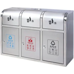 Thùng rác phân loại ba hoặc bốn loại bằng thép không gỉ 304, thùng tái chế trong nhà, thùng vỏ ngoài trời, ống đôi thân thiện với môi trường - Hình 5