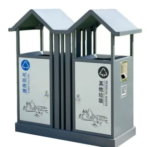 Thùng rác phân loại ngoài trời kiểu Trung Quốc mới thùng rác công viên lớn Phong cách Trung Quốc thùng đôi ngoài trời hộp vỏ sân tùy chỉnh khu danh lam thắng cảnh - Hình 5