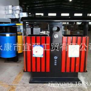 Thùng rác phân loại Yiyuan hộp vỏ trái cây Thùng rác gỗ thép ngoài trời Thùng rác cao cấp - Hình 3